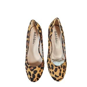 Bella Marie Wedge Pumps Women 5.5 Leopard Brown Excellent Animal Print NINE-5U